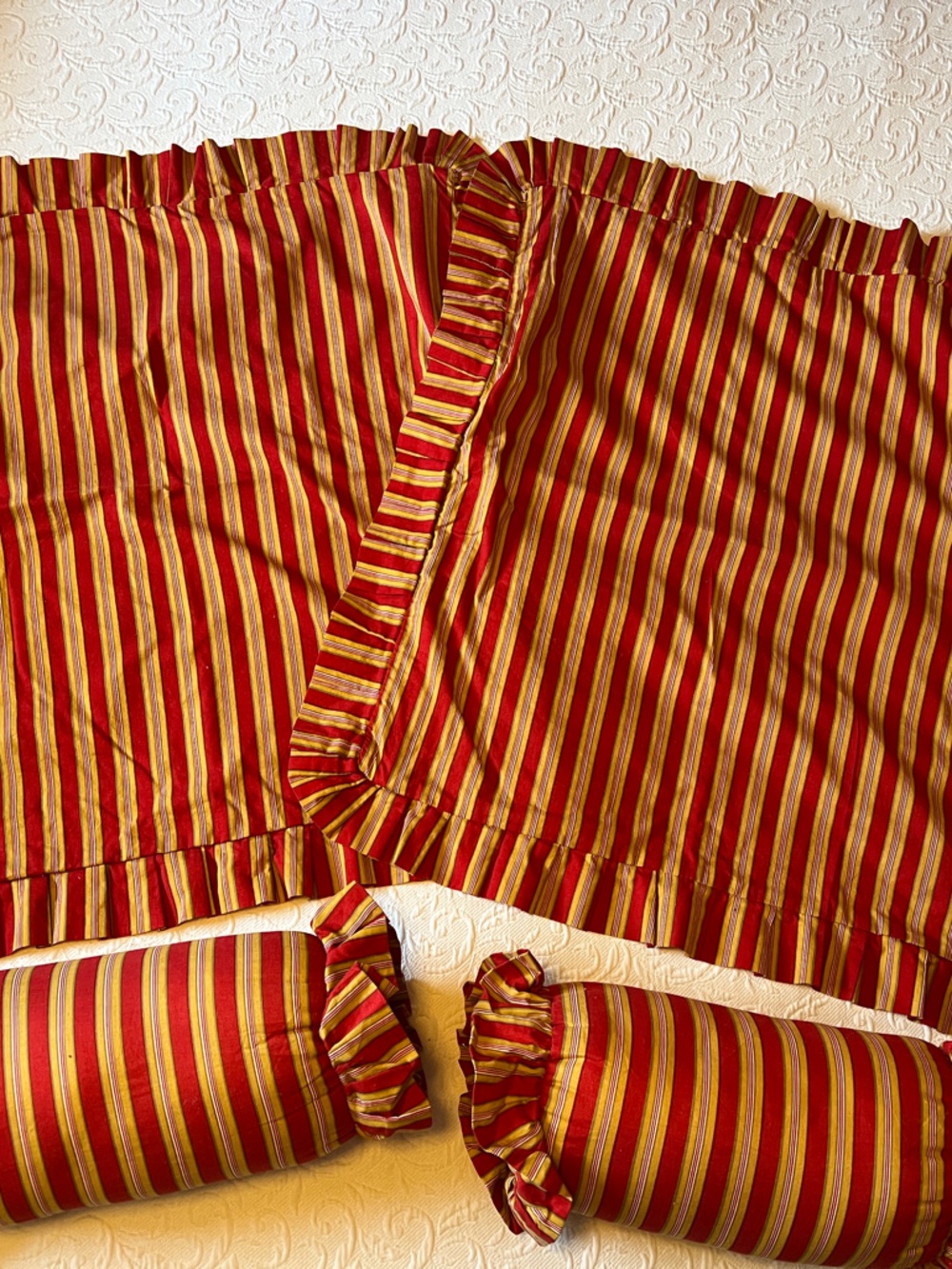 Pair of Euro Shams and Bolster Pillows